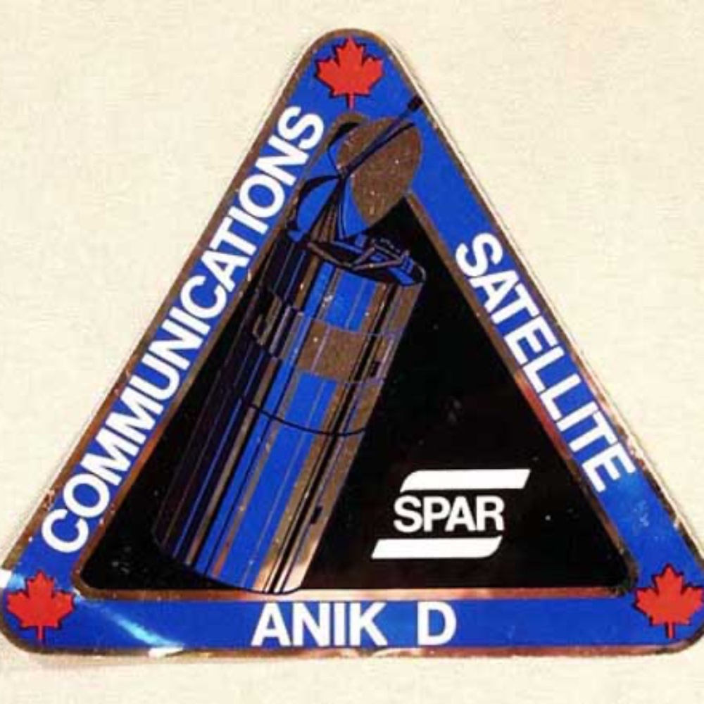 ANIK-D SATELLITE LAUNCH 1982 STICKER, SPAR AEROSPACE CANADA, METALLIC FULL COLOU